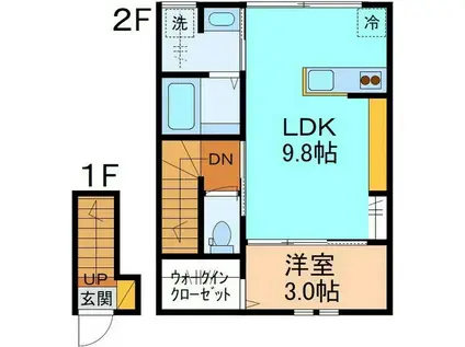 HELIOS中川原ドゥ(1LDK/2階)の間取り写真
