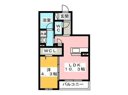 リオリエント安宅(1LDK/2階)の間取り写真