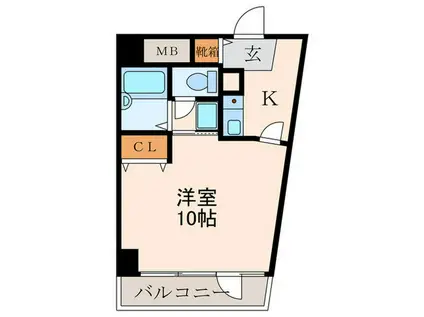 ダイナコートヒルズ折尾(1K/4階)の間取り写真