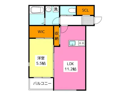クレシア井尻(1LDK/2階)の間取り写真
