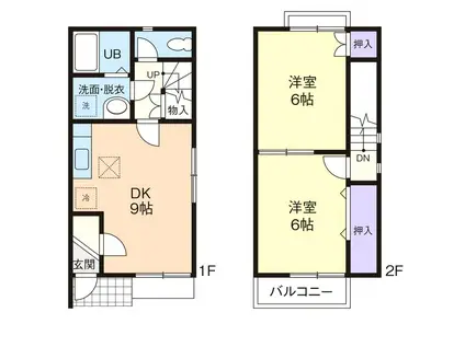 ミレニアムII(2DK/1階)の間取り写真