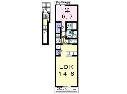 サン・イースト(1LDK/2階)の間取り写真