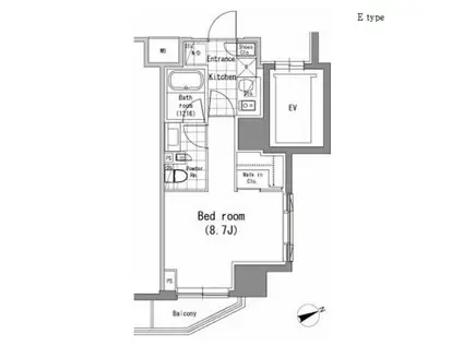 パークハビオ新橋(1K/11階)の間取り写真