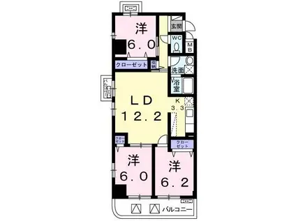 グランド・リーフ(3LDK/2階)の間取り写真