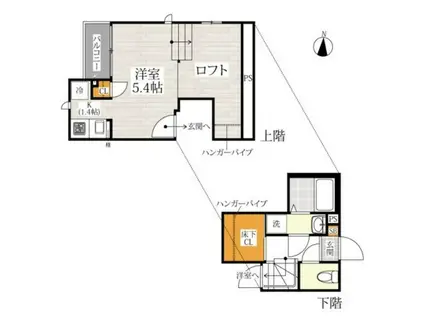CB南熊本ライト(1K/1階)の間取り写真