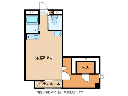 コーポ小島(ワンルーム/3階)の間取り写真