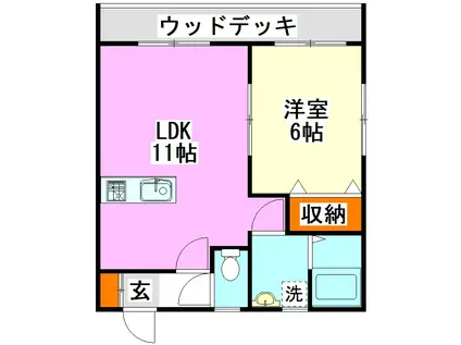 シャロム後藤寺(1LDK/1階)の間取り写真