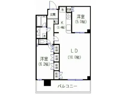 ブランズタワー南千住(2LDK/19階)の間取り写真