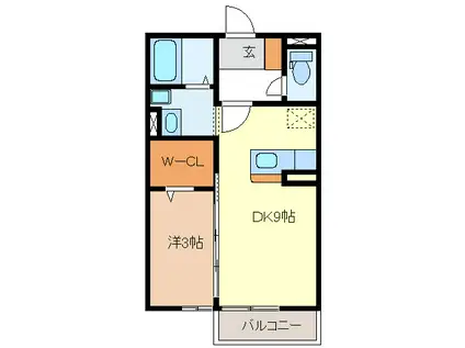 近鉄名古屋線 江戸橋駅 徒歩11分 2階建 築19年(1LDK/2階)の間取り写真