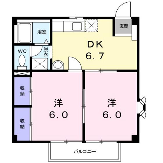 アイビーハイツC(2DK/2階)の間取り写真