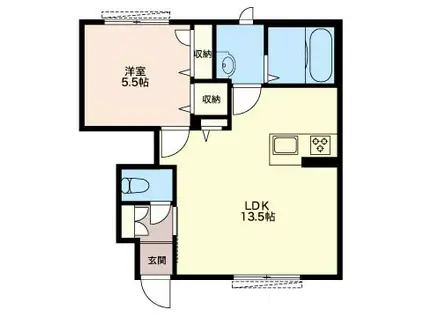 クレスティーク(1LDK/1階)の間取り写真