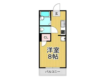 パークハイツ古田浜(ワンルーム/3階)の間取り写真