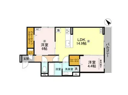 D-ROOM泉佐野市下瓦屋(2LDK/3階)の間取り写真