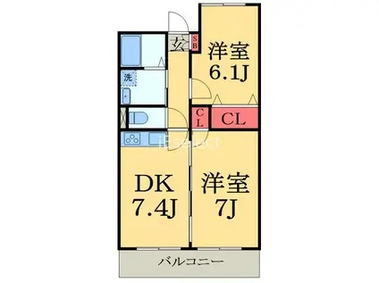 斎藤マンション(2DK/6階)の間取り写真