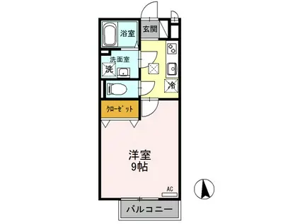 グランモンターニュ(1K/2階)の間取り写真