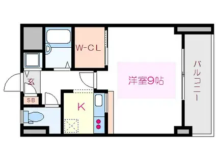 レニエ・ラ・ヴェルトゥ(1K/3階)の間取り写真