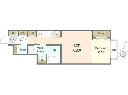 TRM BASE川内(1LDK/1階)の間取り写真