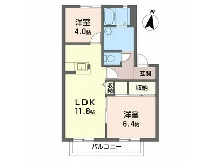 モンラヴィ青山(2LDK/2階)の間取り写真