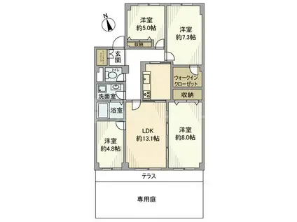 パシフィック我孫子グリーンタウン16号棟(4LDK/1階)の間取り写真