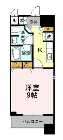 カスタリア堺筋本町(1K/11階)の間取り写真