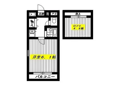 ロワジール貫井A(1K/1階)の間取り写真