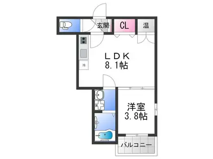 F ASECIA NANA(1LDK/3階)の間取り写真