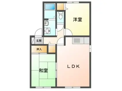 メゾンエスポワール(2LDK/2階)の間取り写真