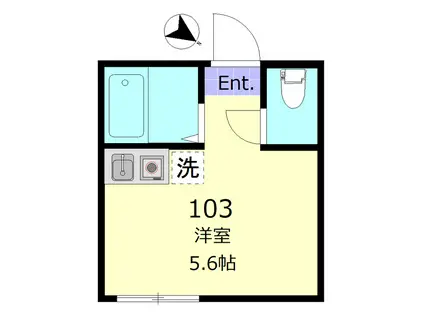 ユナイト白楽エッフェル(ワンルーム/1階)の間取り写真