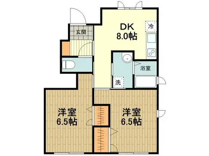 メルベーユ(2DK/1階)の間取り写真