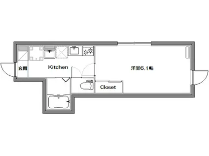 PASTEL三軒茶屋(1K/2階)の間取り写真