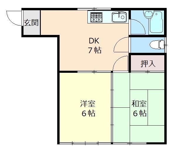 ピアネスMT21(2DK/2階)の間取り写真