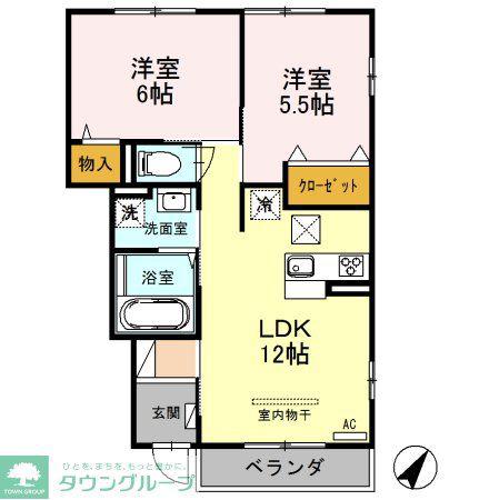 ウエストハイムV(2LDK/1階)の間取り写真