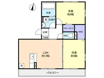 グランド・ソレーユI(2LDK/2階)の間取り写真