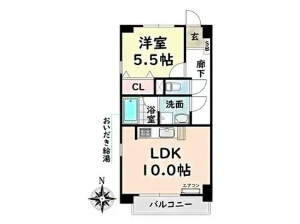 SKY SEYIII(1LDK/2階)の間取り写真