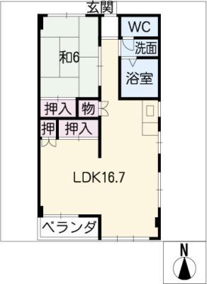 レジデンスさくらヶ丘(1LDK/3階)の間取り写真