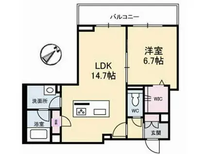 アズール庚午北(1LDK/2階)の間取り写真