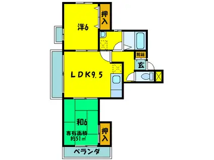 グレイス(2LDK/1階)の間取り写真