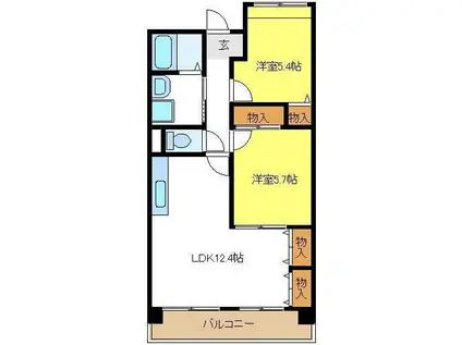 ミサキアソシア(2LDK/2階)の間取り写真
