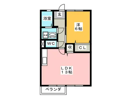 サンビレッジ A(1LDK/2階)の間取り写真