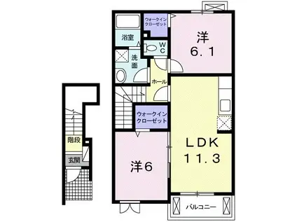 ルーブル(2LDK/2階)の間取り写真