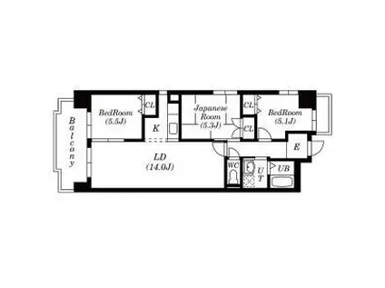 ユーハウス鶴舞II(3LDK/3階)の間取り写真