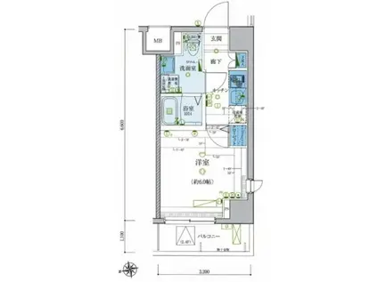 LEXE梶ヶ谷(1K/5階)の間取り写真