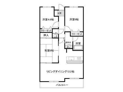 ダイアパレス熊谷桜堤(3LDK/1階)の間取り写真