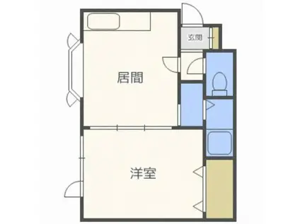 エスコート川沿B(1DK/1階)の間取り写真