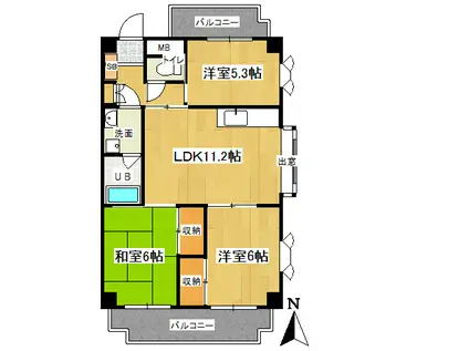 メゾンマグノリア(3LDK/4階)の間取り写真