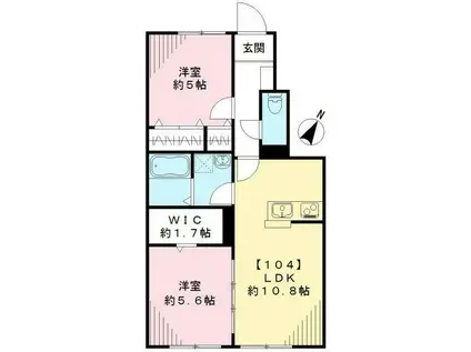 アシステンツァ駒沢公園(2LDK/1階)の間取り写真