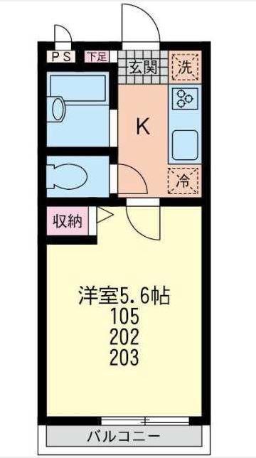スカイパル鈴金(1K/2階)の間取り写真