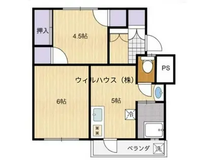 グリーンハイム堺(2DK/1階)の間取り写真