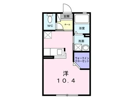 プランドール野中C棟(ワンルーム/1階)の間取り写真