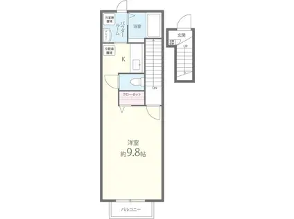 ジュネス山元II(1K/2階)の間取り写真